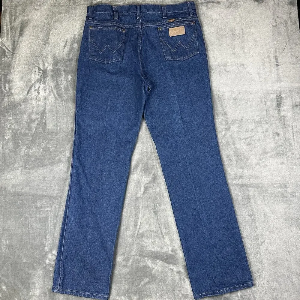 Wrangler Cowboy Cut Jeans Mens 35x30 Blue Dark Wash Slim Straight Denim 936PWD